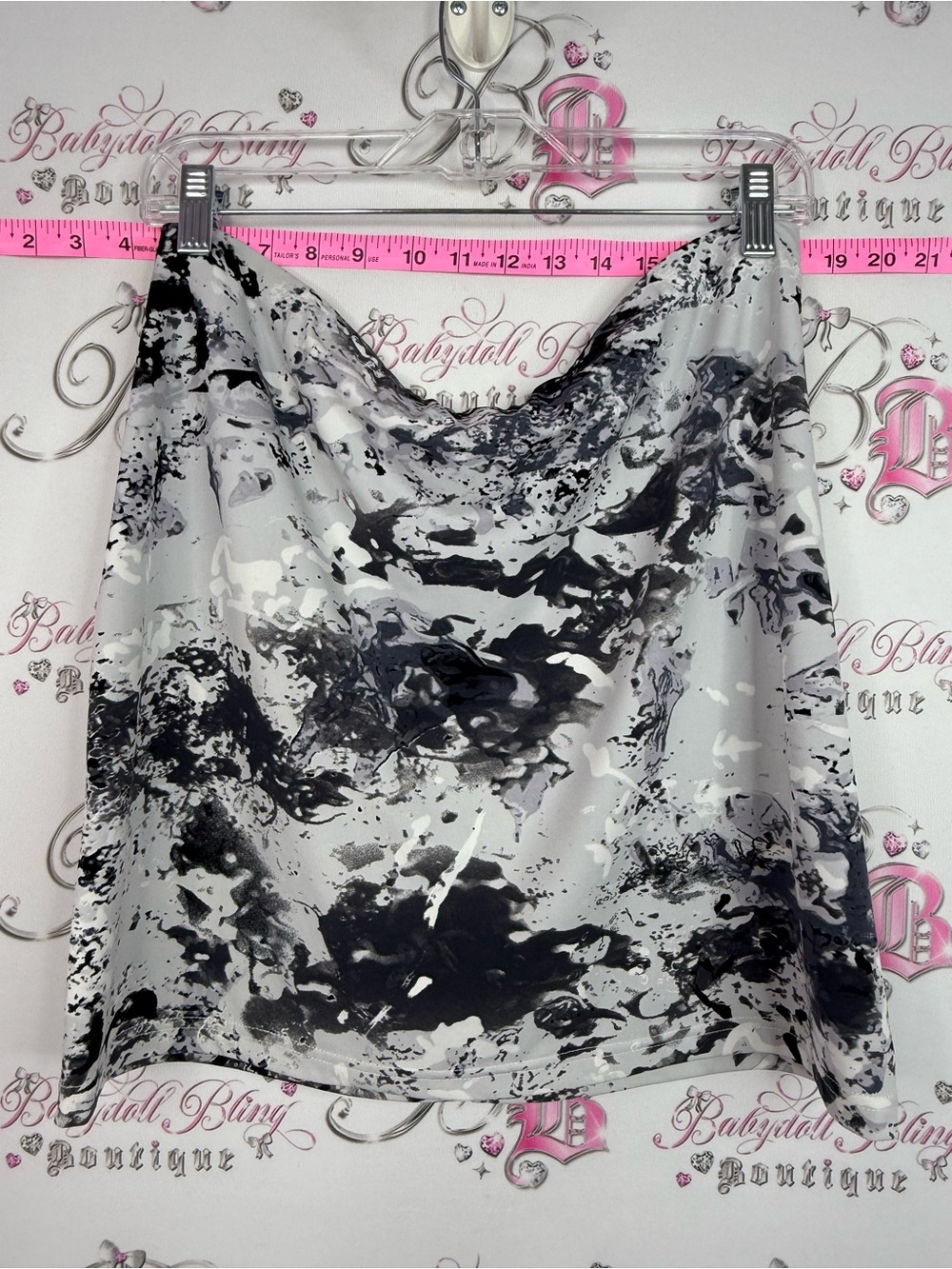 Sympli skirt tie dye Black and White Abstract Mini Skirt